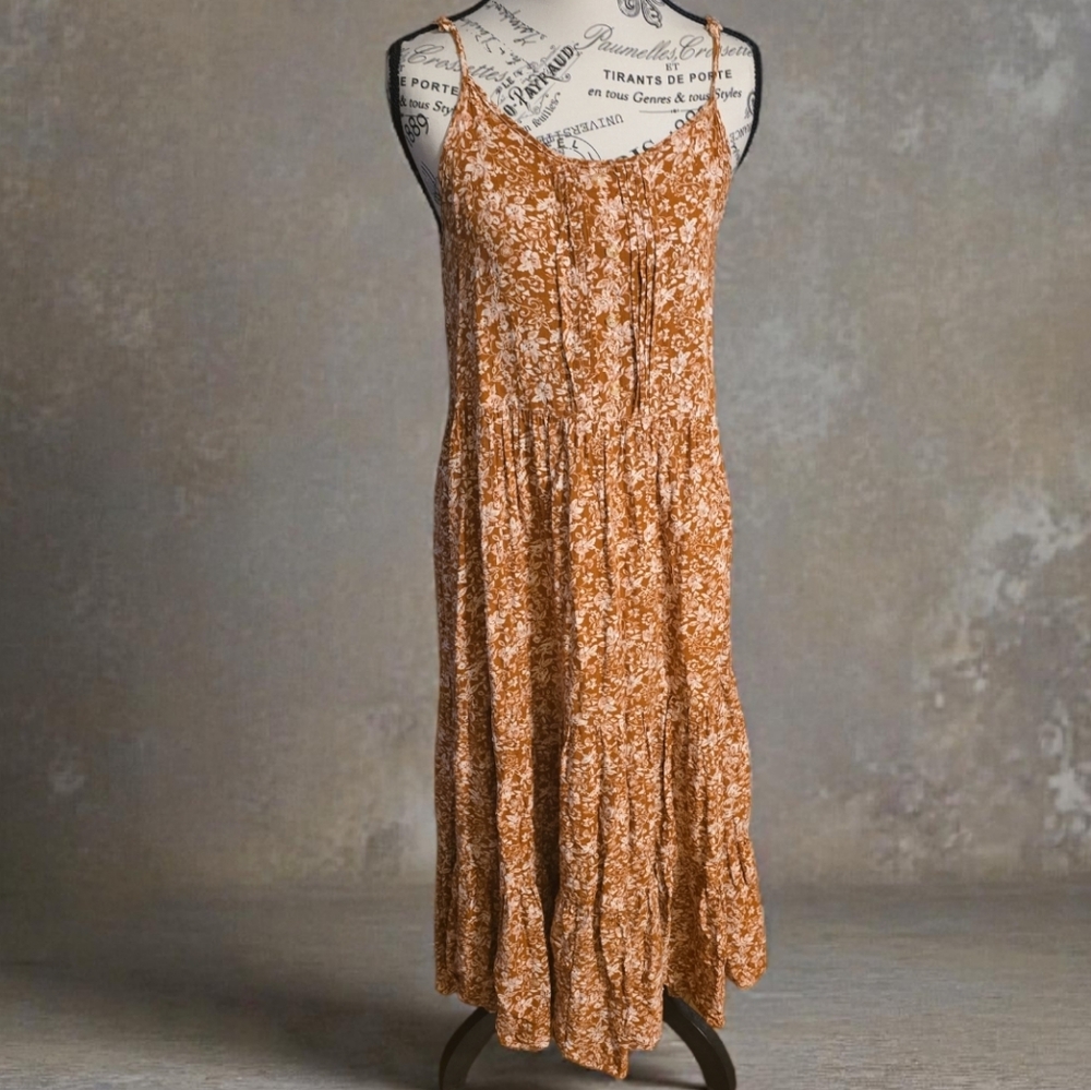 Blu Pepper Brown Floral Midi Dress